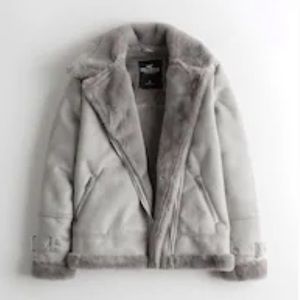 Hollister coat/ Faux Shearling Biker Jacket jacket